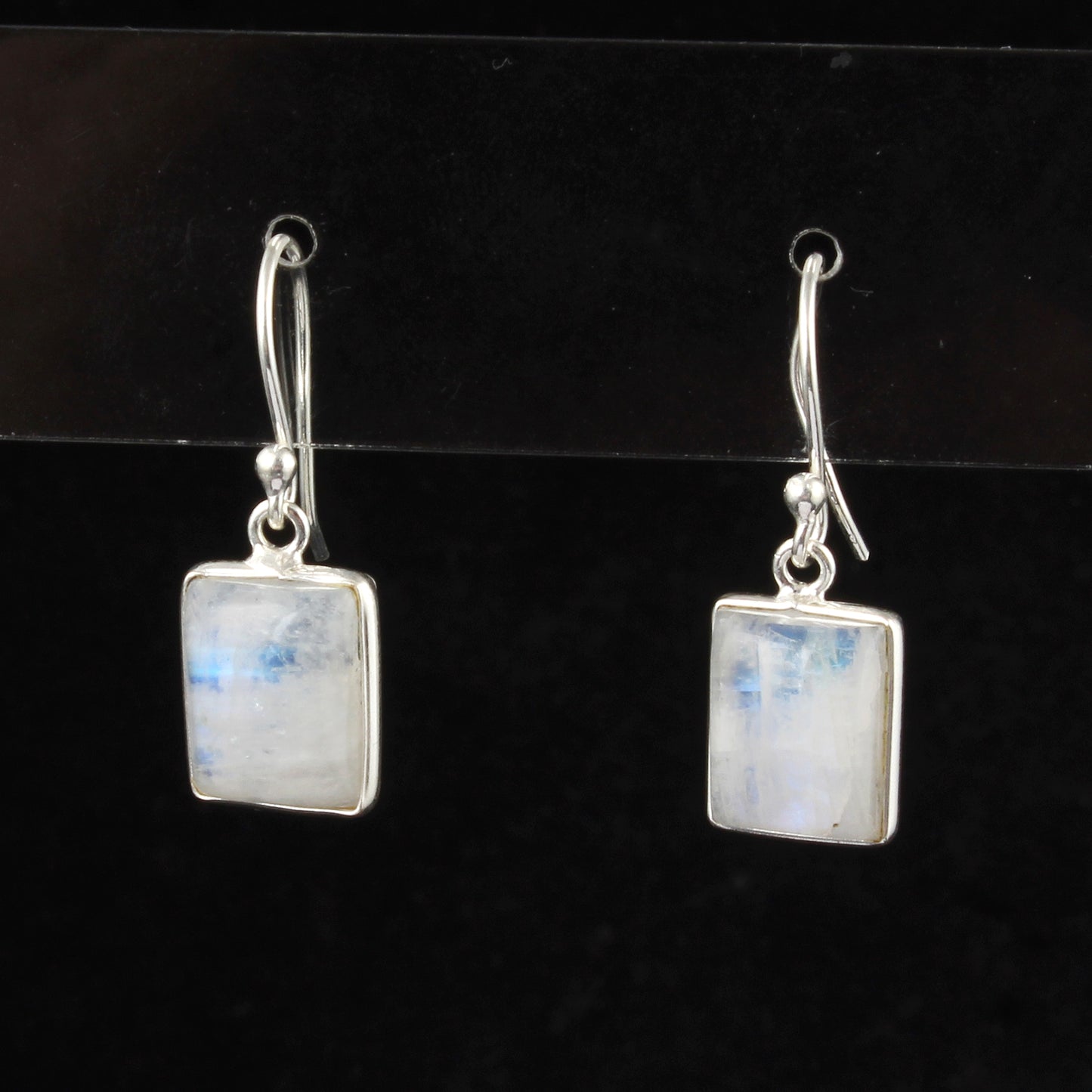 Rainbow Moonstone Earrings 925 Sterling Silver Earrings Handmade Bezel White Rainbow Earrings