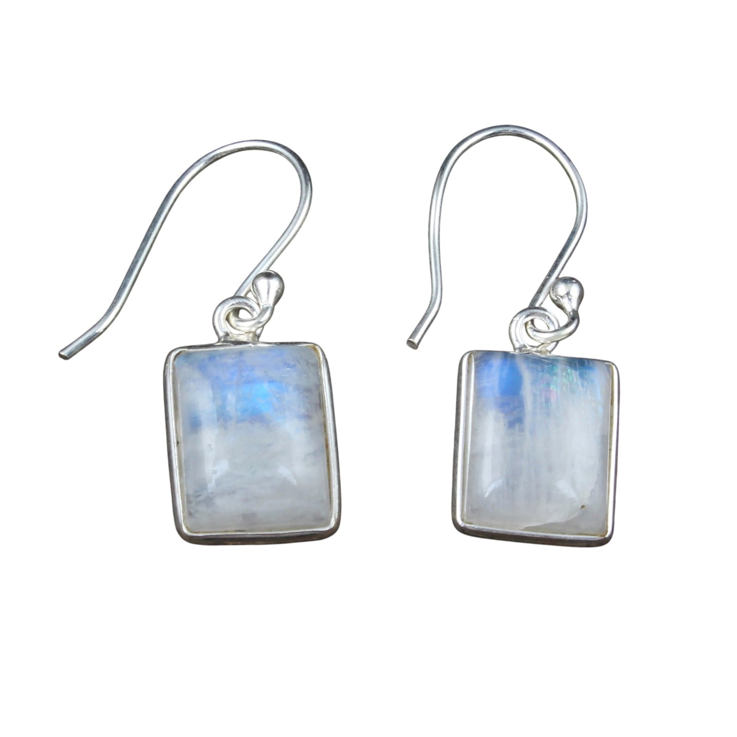 Rainbow Moonstone Earrings 925 Sterling Silver Earrings Handmade Bezel White Rainbow Earrings