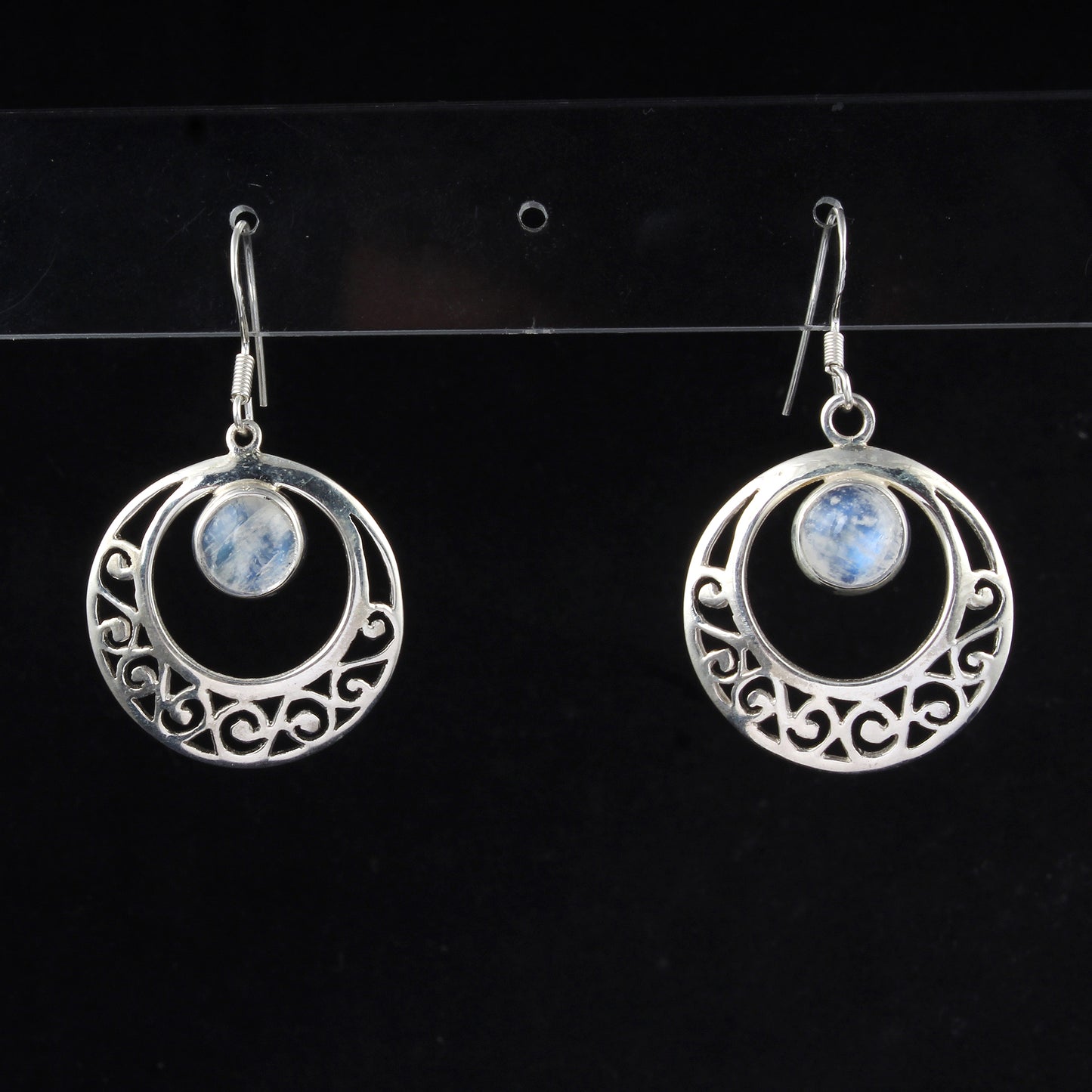 Traditional Rainbow Moonstone Earrings 925 Sterling Silver Earrings Handmade Dangle White Rainbow Earrings
