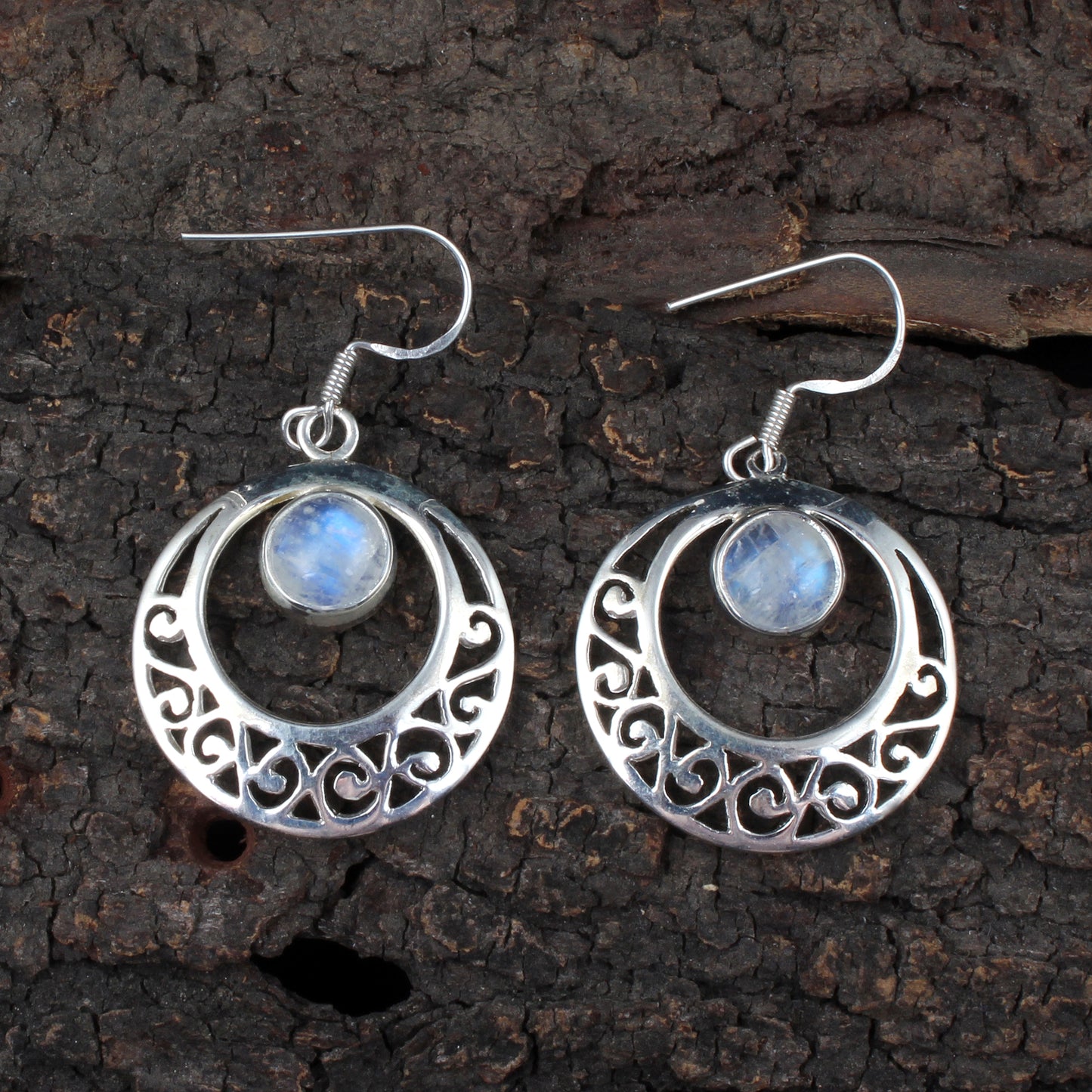 Traditional Rainbow Moonstone Earrings 925 Sterling Silver Earrings Handmade Dangle White Rainbow Earrings
