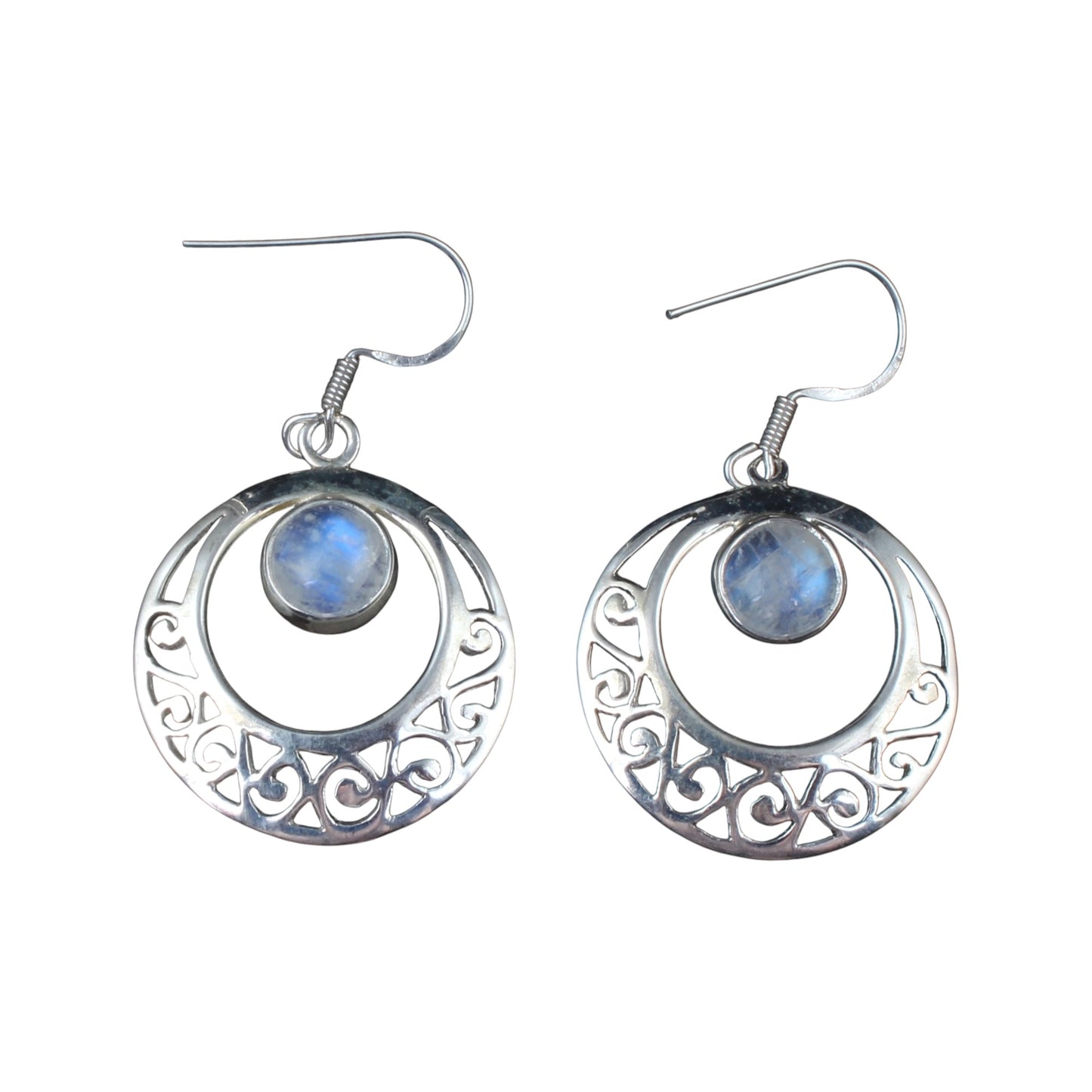 Traditional Rainbow Moonstone Earrings 925 Sterling Silver Earrings Handmade Dangle White Rainbow Earrings