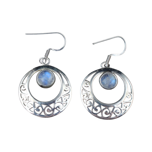 Traditional Rainbow Moonstone Earrings 925 Sterling Silver Earrings Handmade Dangle White Rainbow Earrings