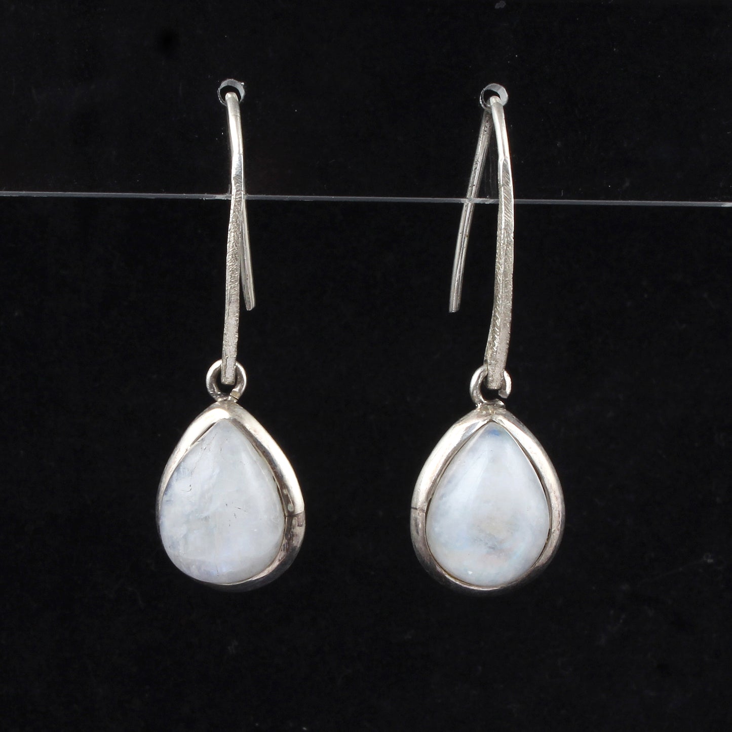 Rainbow Moonstone Earrings Matte Finish Hook 925 Sterling Silver Earrings Handmade Pear White Rainbow Earrings
