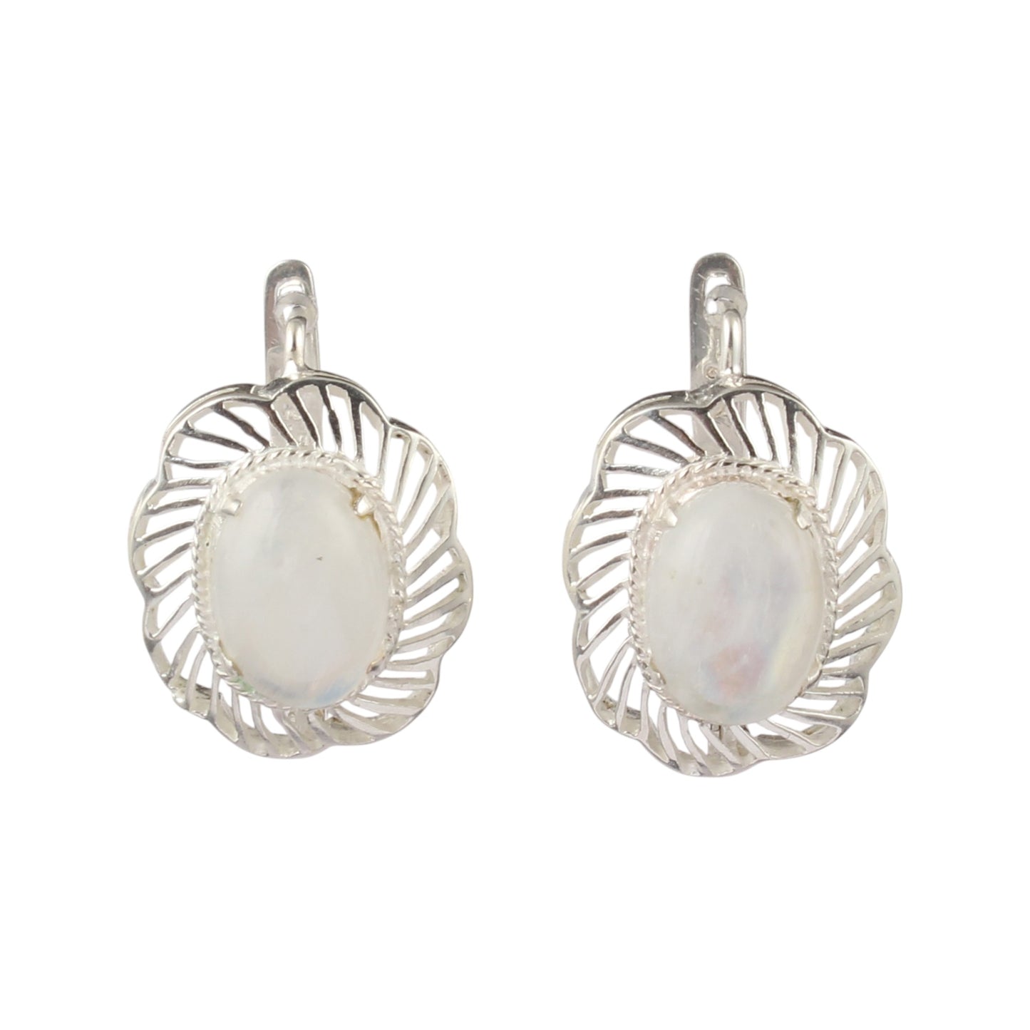 Bohemian Rainbow Moonstone Earrings Handmade 925 Sterling Silver Prong Setting Natural Gemstone Earring