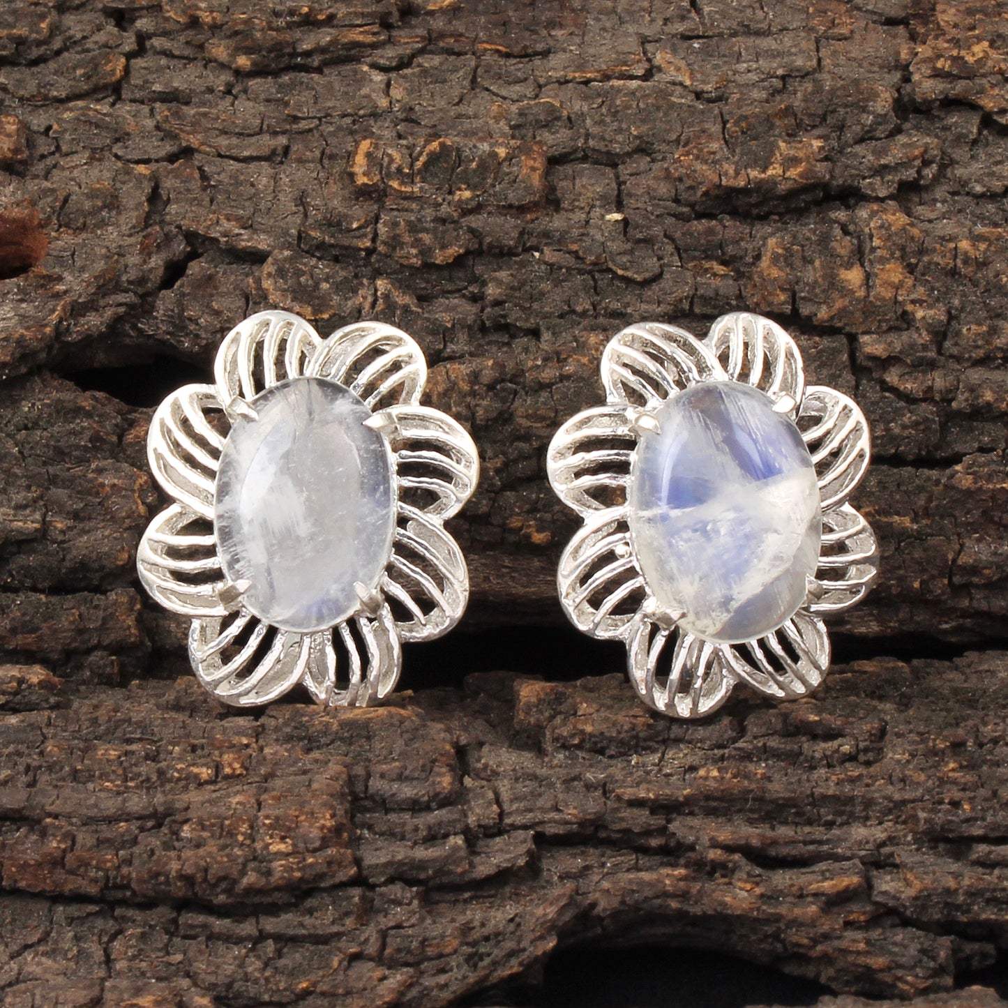 Bohemian Rainbow Moonstone Earrings 925 Sterling Silver Earrings Handmade White Rainbow Earrings Jewelry