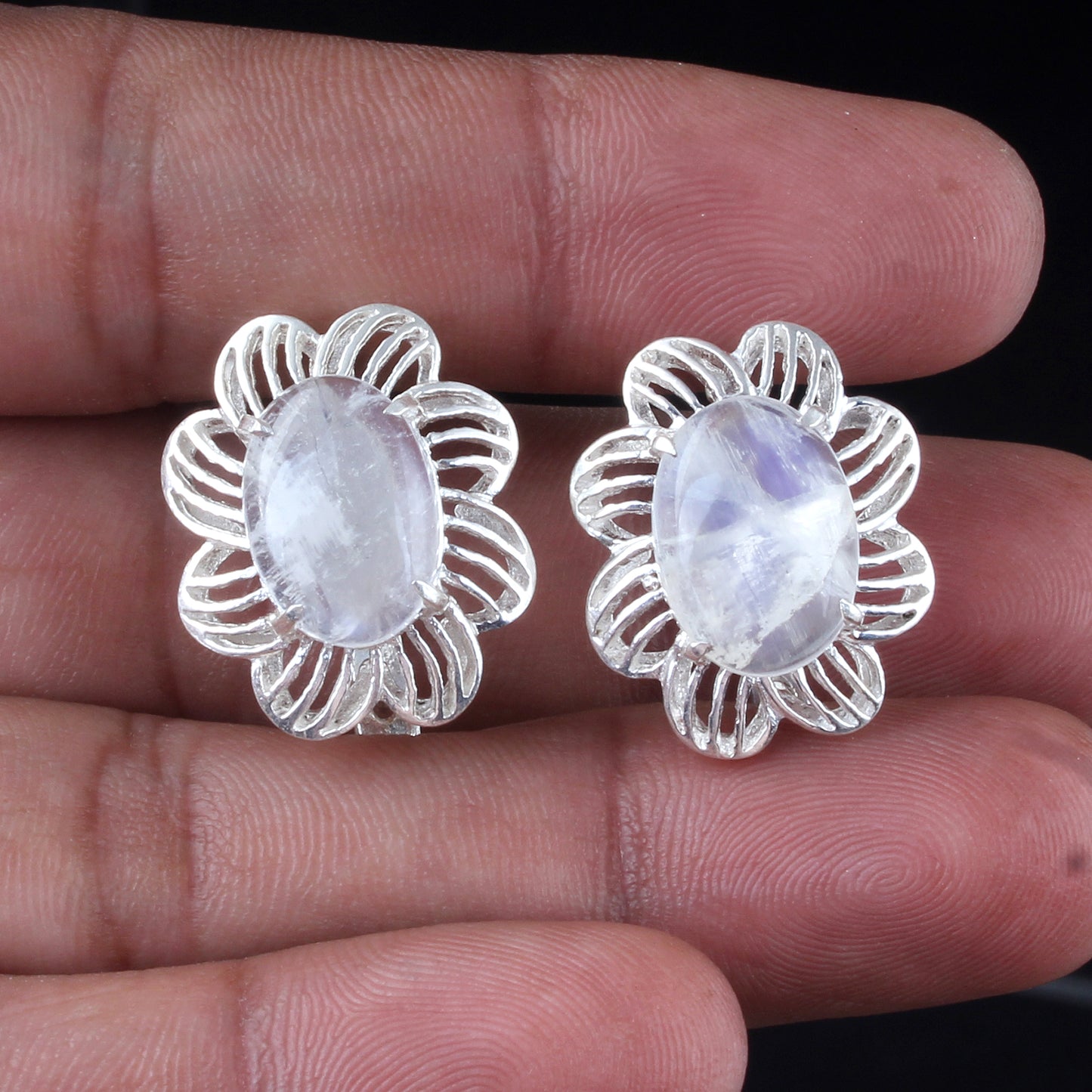 Bohemian Rainbow Moonstone Earrings 925 Sterling Silver Earrings Handmade White Rainbow Earrings Jewelry