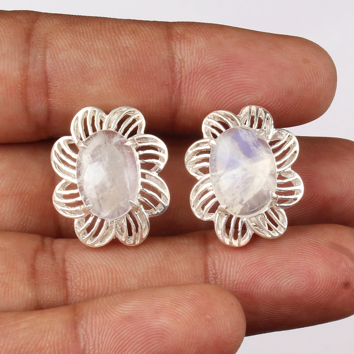 Bohemian Rainbow Moonstone Earrings 925 Sterling Silver Earrings Handmade White Rainbow Earrings Jewelry