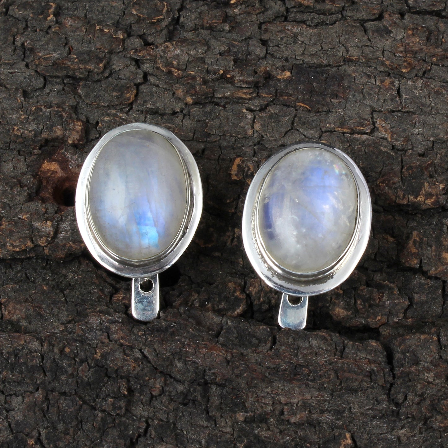 Rainbow Moonstone Earrings 925 Sterling Silver Earrings Handmade Dangle Oval White Rainbow Earrings