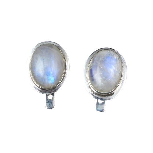 Rainbow Moonstone Earrings 925 Sterling Silver Earrings Handmade Dangle Oval White Rainbow Earrings