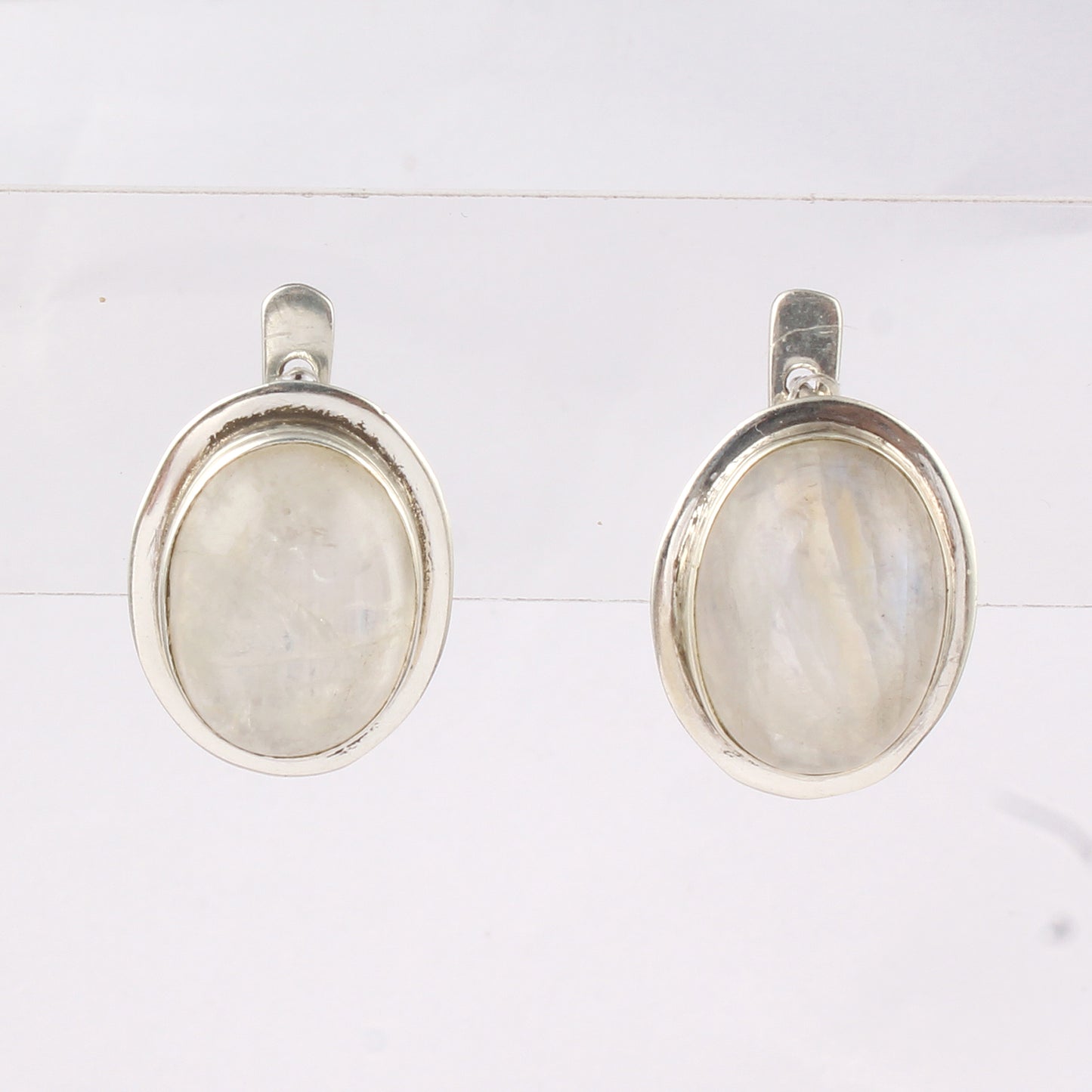 Rainbow Moonstone Earrings 925 Sterling Silver Earrings Handmade Dangle Oval White Rainbow Earrings