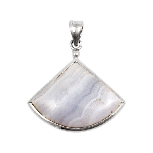Blue Lace Agate Pendant Handcrafted 925 Sterling Silver Natural Gemstone Pendant Jewelry