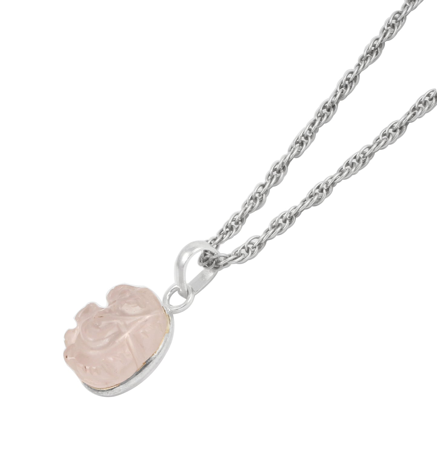 Rosequartz Ganesh Sterling Silver Pendant