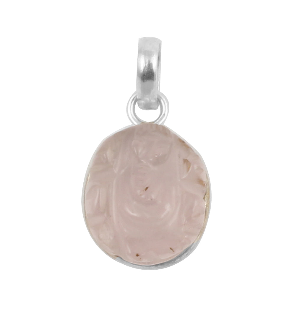 Rosequartz Ganesh Sterling Silver Pendant