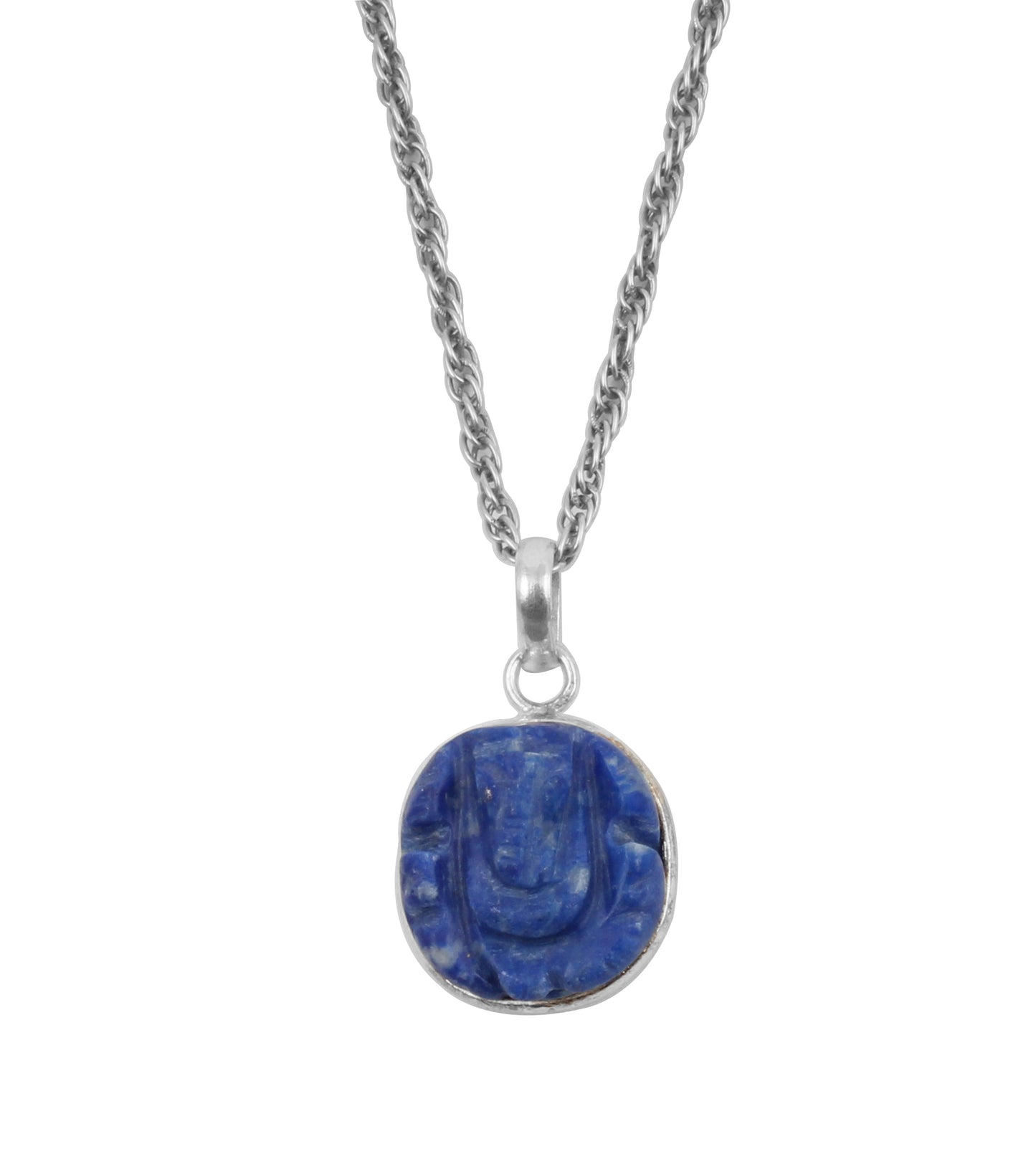 Lapis Ganesh Sterling Silver Pendant