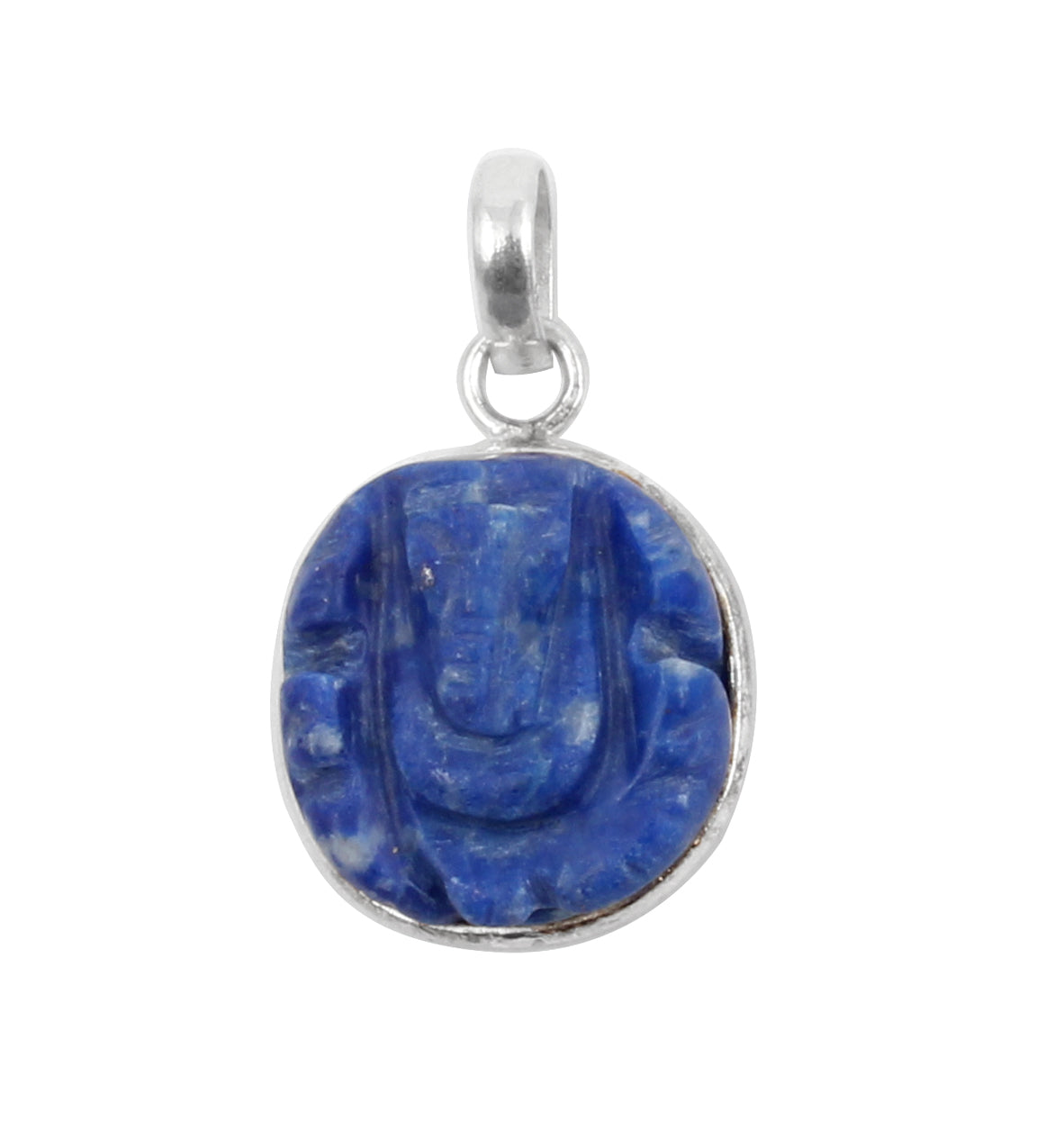 Lapis Ganesh Sterling Silver Pendant