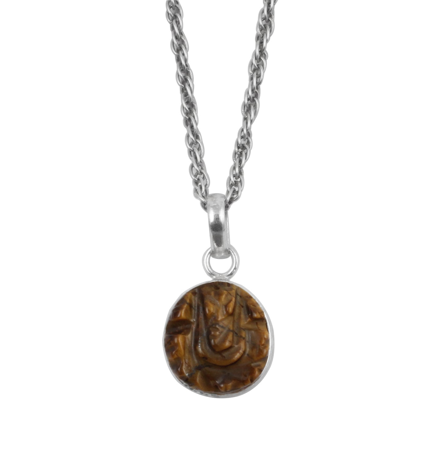 Tiger Eye Ganesh Sterling Silver Pendant