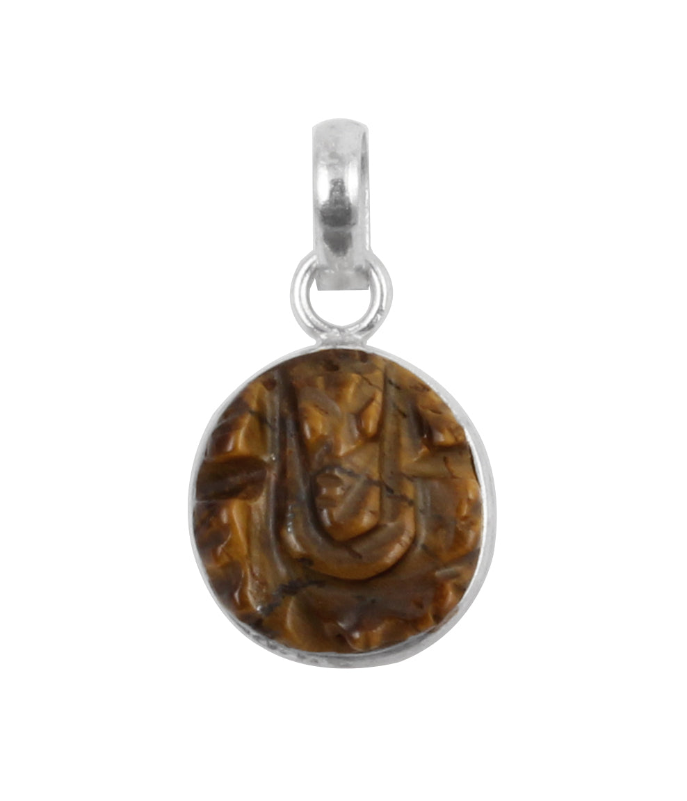 Tiger Eye Ganesh Sterling Silver Pendant