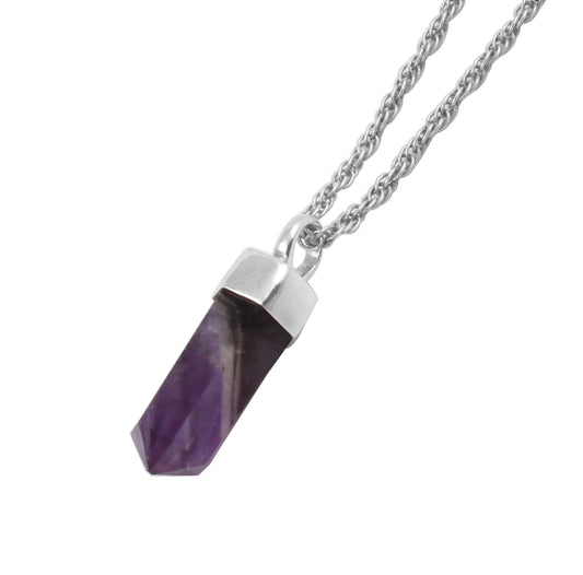 Amethyst Pencil Sterling Silver Pendant