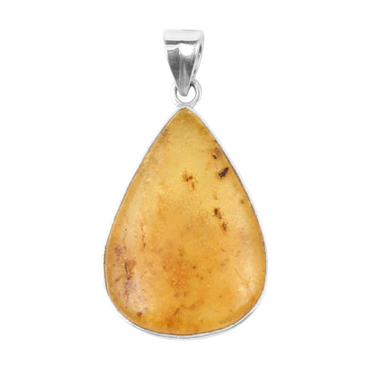 Baltic Amber Pendant 925 Sterling Silver Bohemian Jewelry Pear Natural Gemstone Handmade Pendant