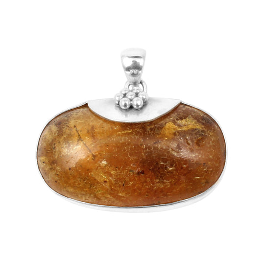 Natural Baltic Amber Pendant 925 Sterling Silver Bohemian Jewelry Oval Gemstone Handmade Pendant