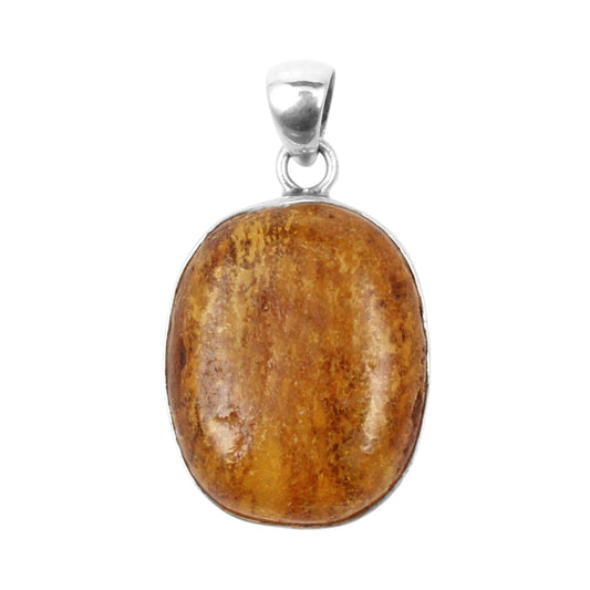 Natural Baltic Amber Pendant 925 Sterling Silver Bohemian Jewelry Oval Shape Gemstone Handmade Pendant