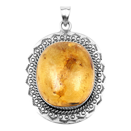 Unique Artisan Baltic Amber Pendant 925 Sterling Silver Bohemian Jewelry Simple Gemstone Pendant