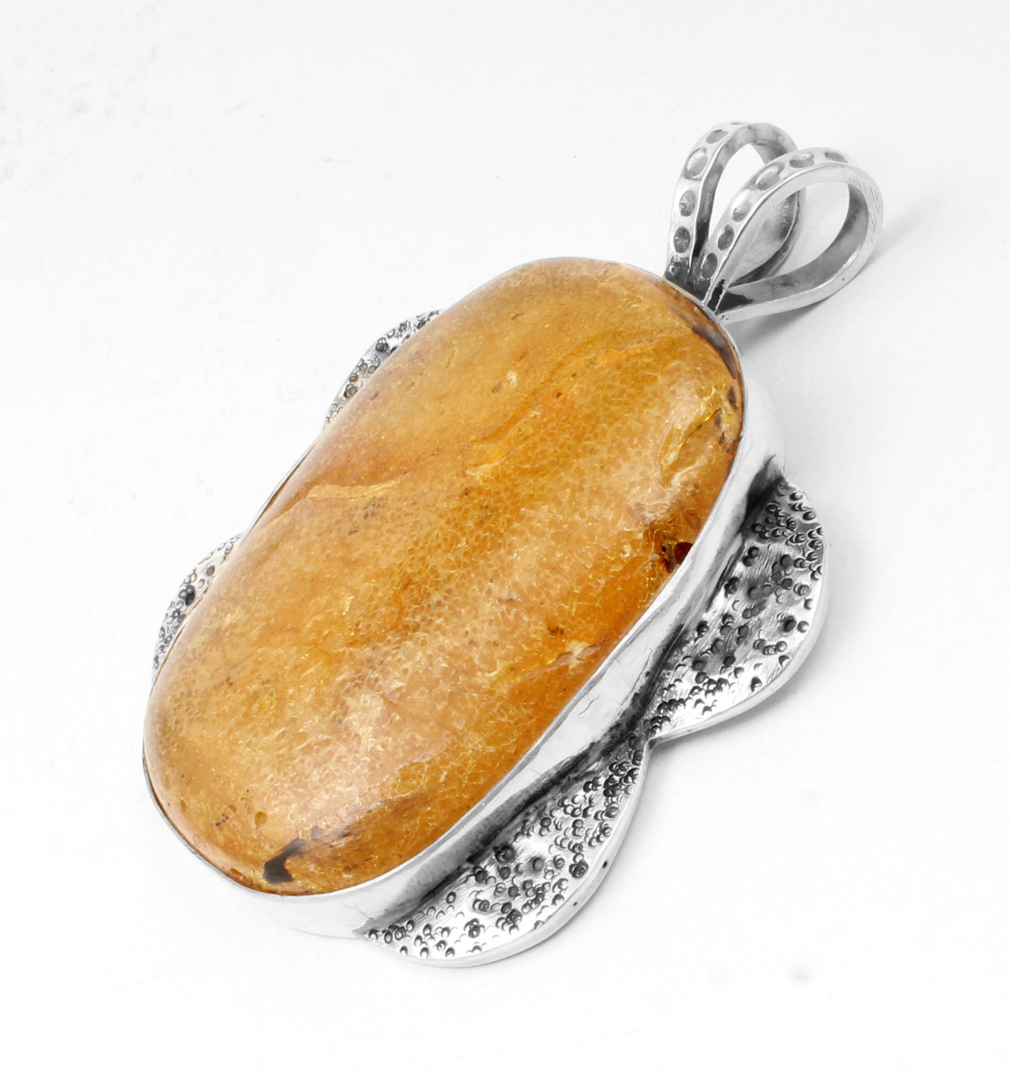 Unique Artisan Baltic Amber Pendant 925 Sterling Silver Bohemian Jewelry Chunky Gemstone Pendant