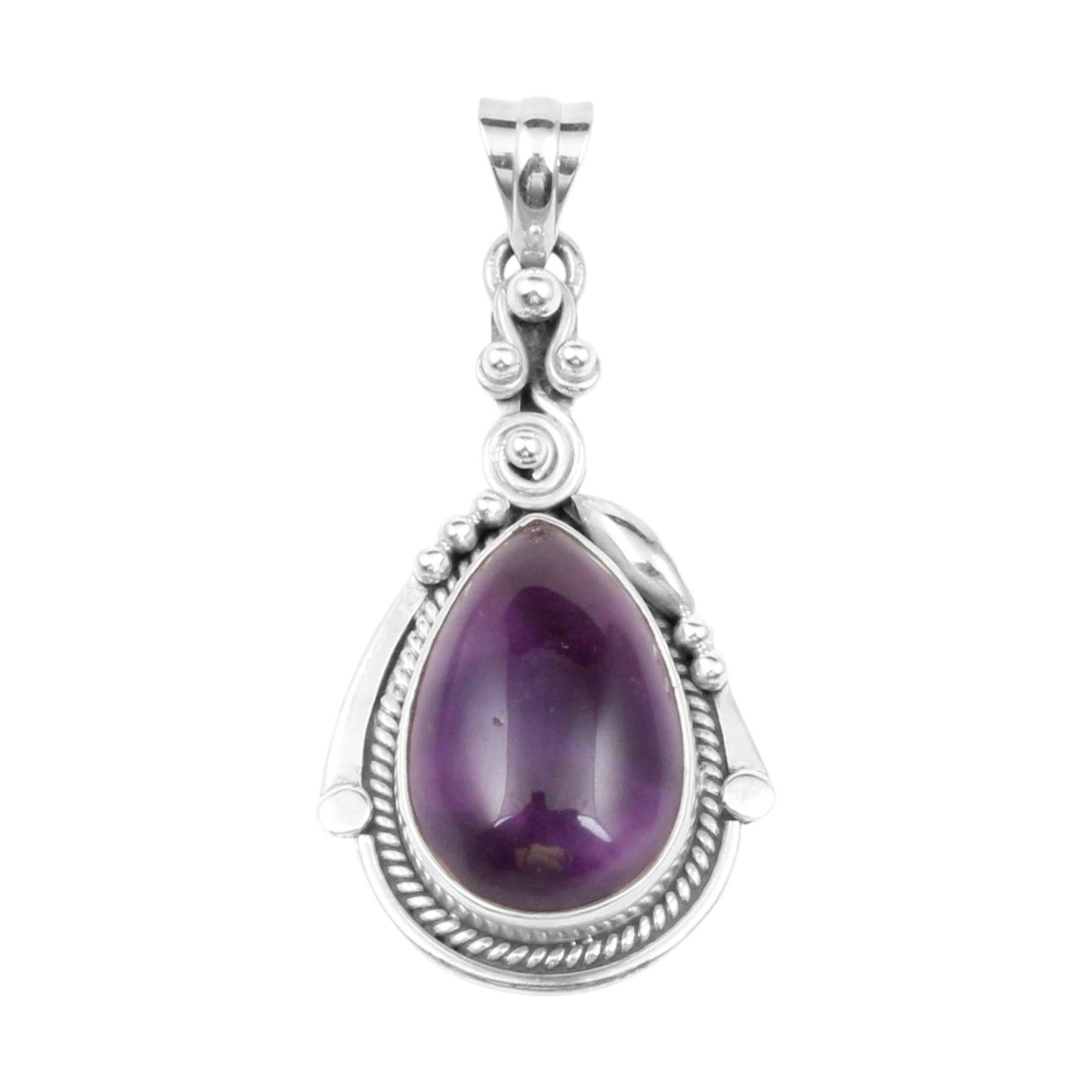 Twisted Wire Amethyst Pendant 925 Sterling Silver Handmade Natural February Birthstone Pendant