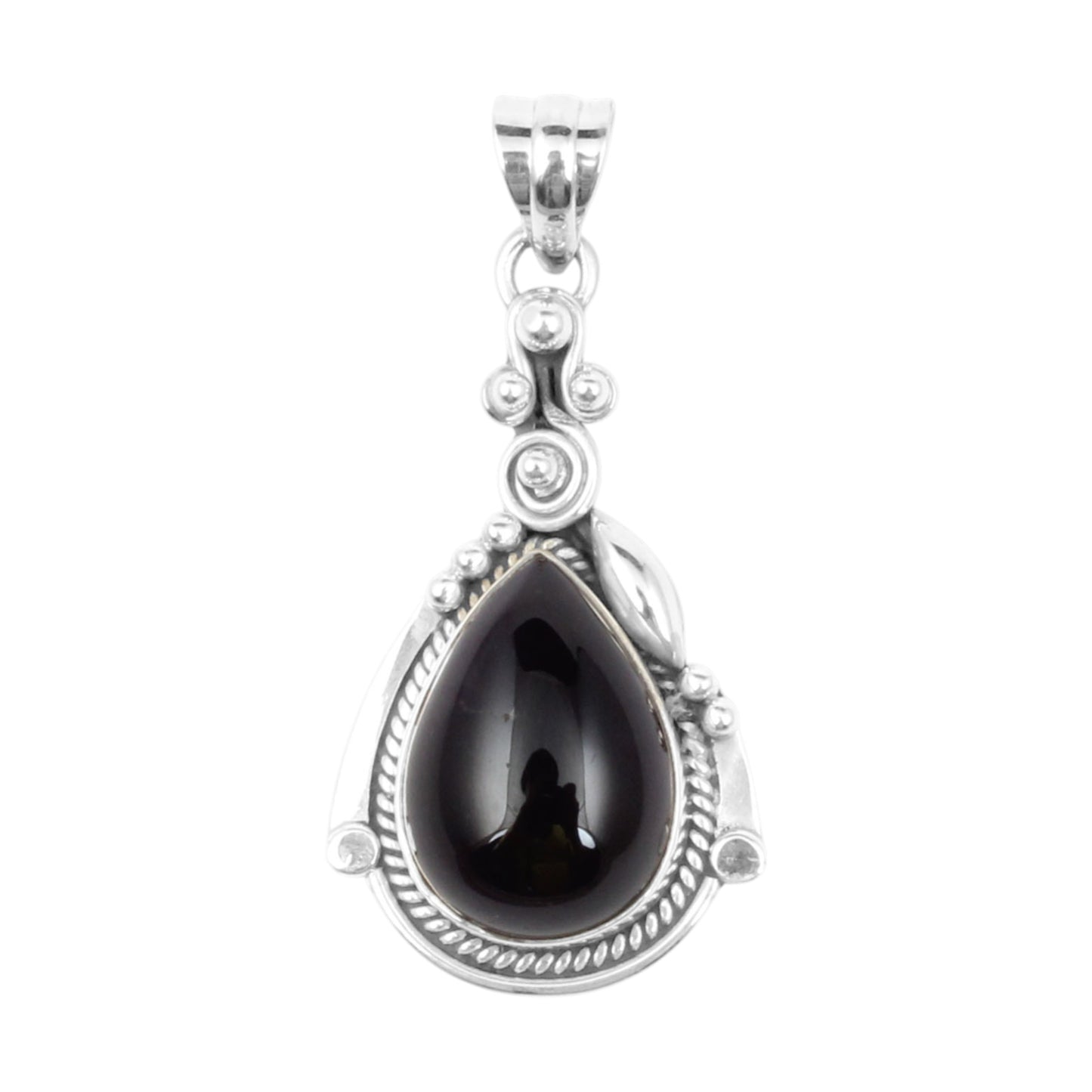 Twisted Wire Pear Amethyst Pendant 925 Sterling Silver Handmade Natural February Birthstone Pendant