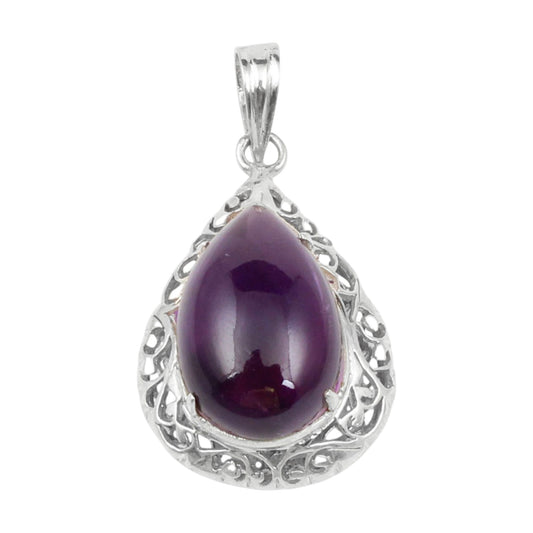 Unique Artisan Amethyst Pendant Handmade Designer 925 Sterling Silver Prong Setting Pendant Jewelry