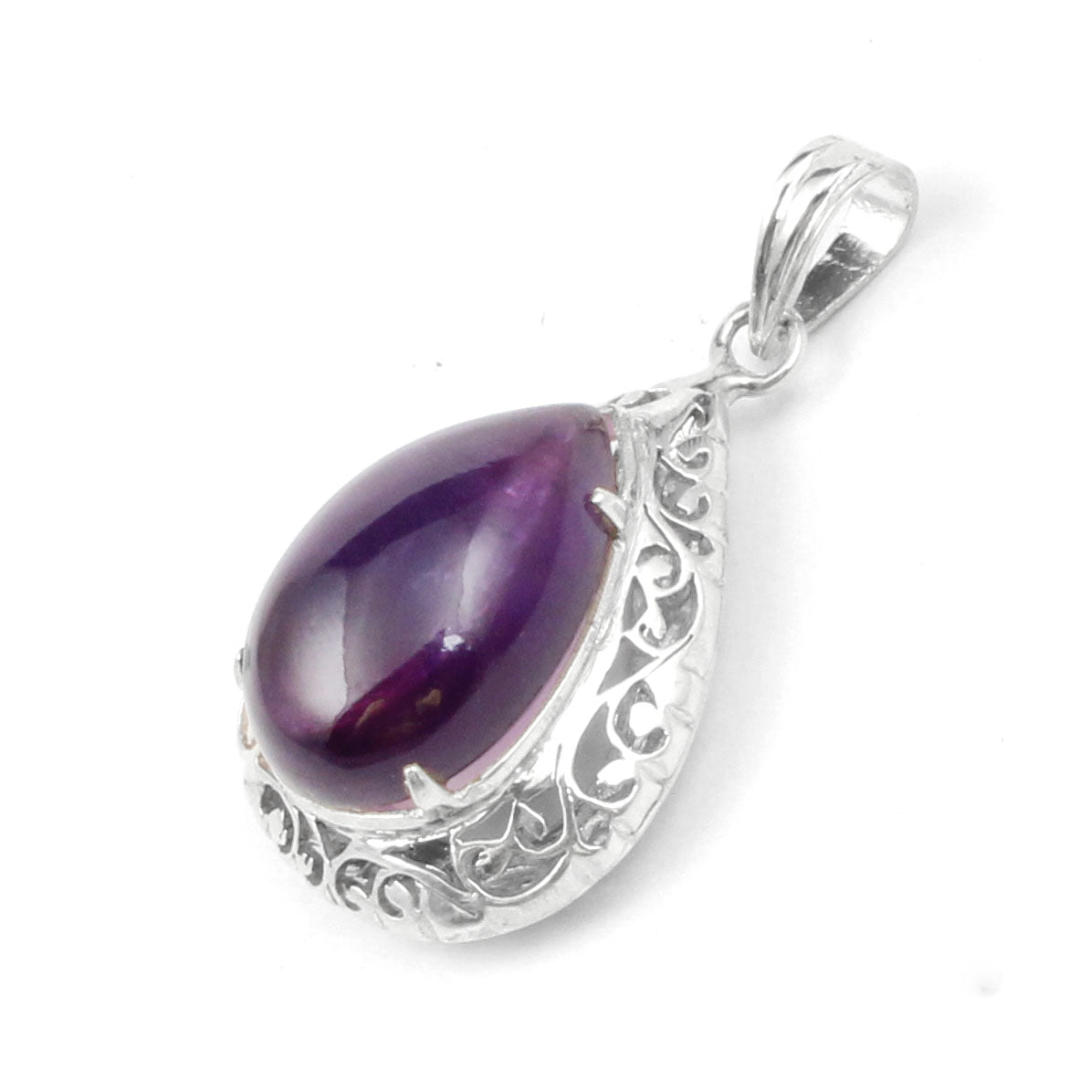 Unique Artisan Amethyst Pendant Handmade Designer 925 Sterling Silver Prong Setting Pendant Jewelry