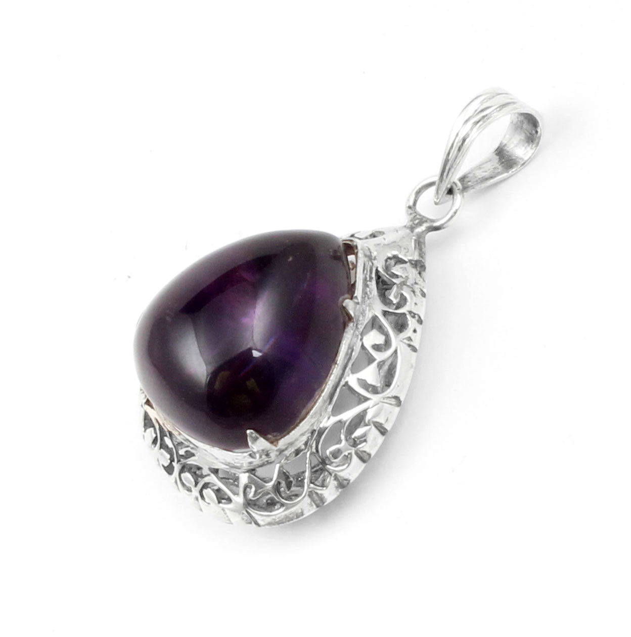 Unique Artisan Natural Amethyst Pendant Handmade Designer 925 Sterling Silver Prong Setting Pendant Jewelry