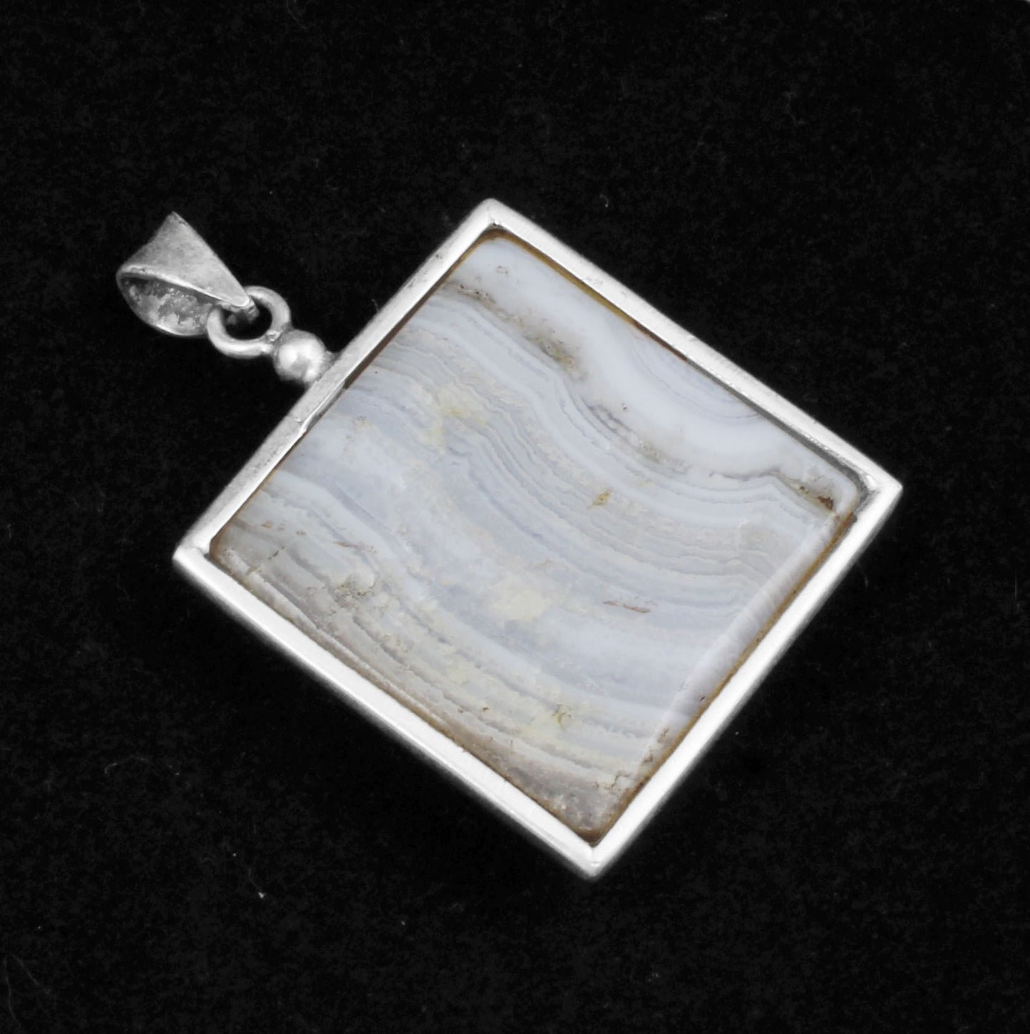 Blue Lace Agate  Sterling Silver Pendant