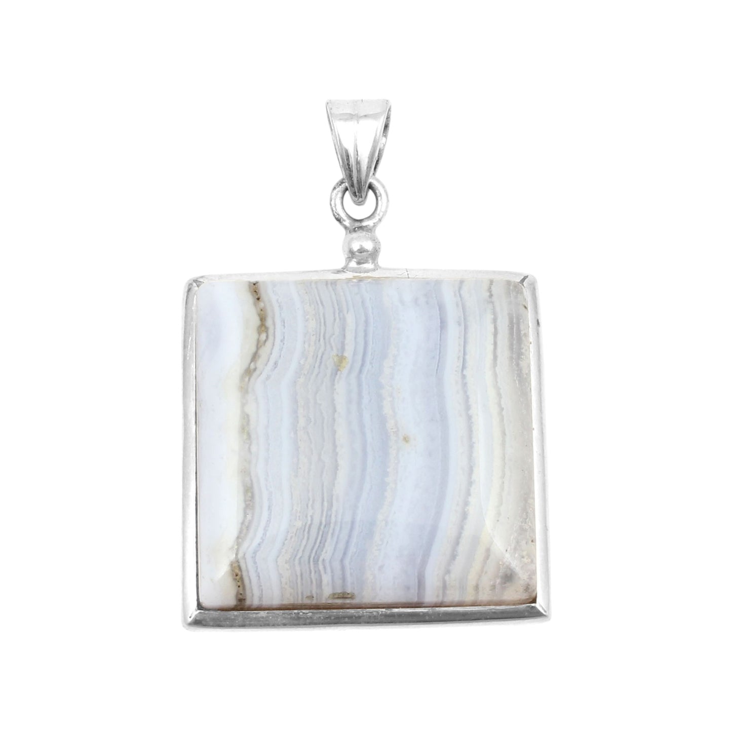 Blue Lace Agate Gemstone Pendant Handmade 925 Sterling Silver Jewelry