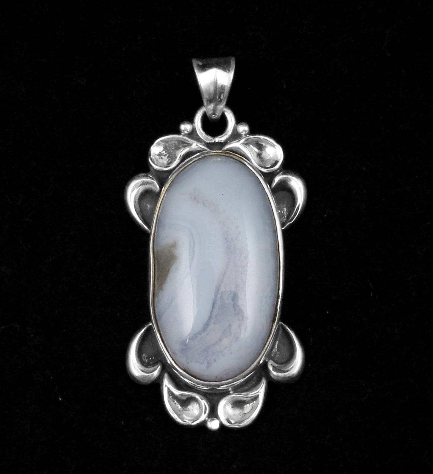 Blue Lace Agate  Sterling Silver Pendant