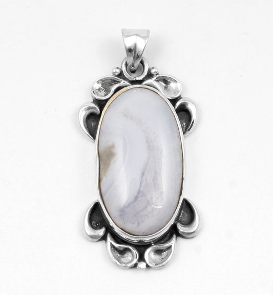 Blue Lace Agate  Sterling Silver Pendant