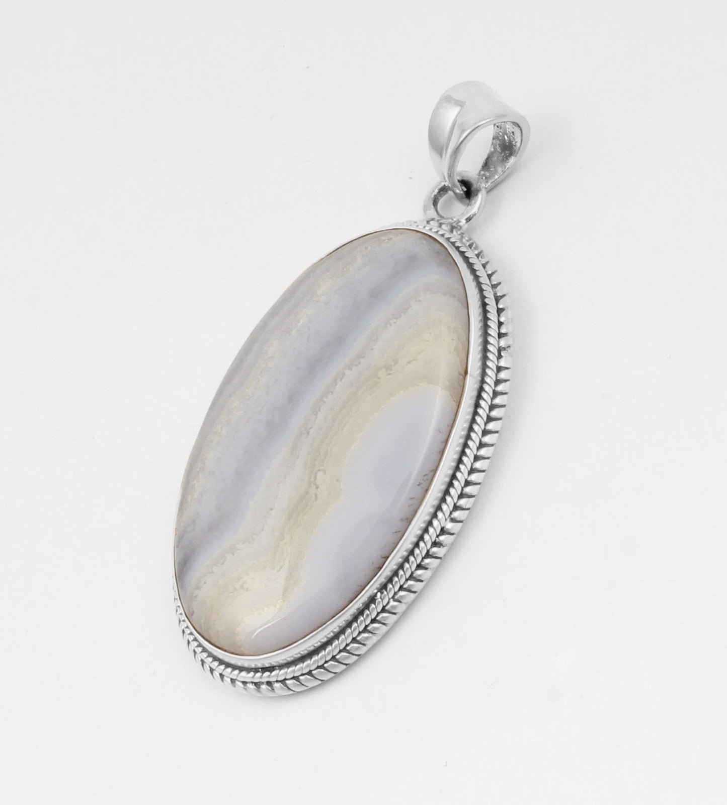 Blue Lace Agate  Sterling Silver Pendant