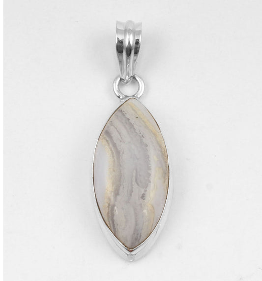 Blue Lace Agate  Sterling Silver Pendant