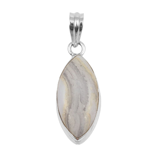 Marquise Shape Blue Lace Agate Pendant Handmade 925 Sterling Silver Natural Gemstone Jewelry Women Silver Pendant