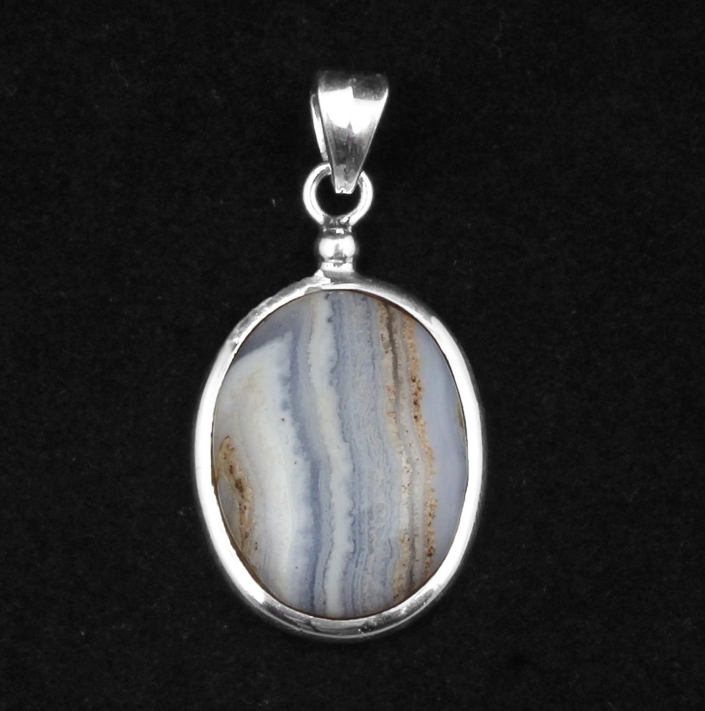 Natural Blue Lace Agate Pendant Handmade 925 Sterling Silver Jewelry Gift For Her Pendant For Women