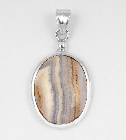 Blue Lace Agate  Sterling Silver Pendant