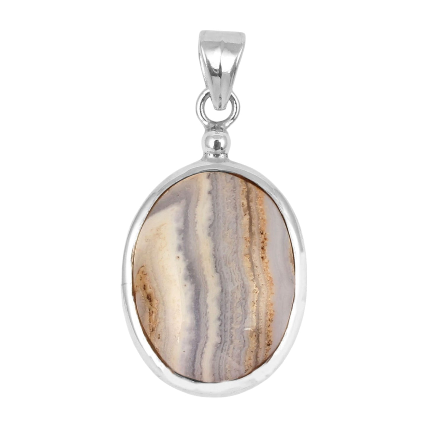 Natural Blue Lace Agate Pendant Handmade 925 Sterling Silver Jewelry Gift For Her Pendant For Women