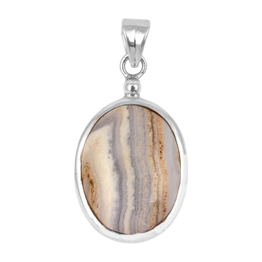 Natural Blue Lace Agate Pendant Handmade 925 Sterling Silver Jewelry Gift For Her Pendant For Women