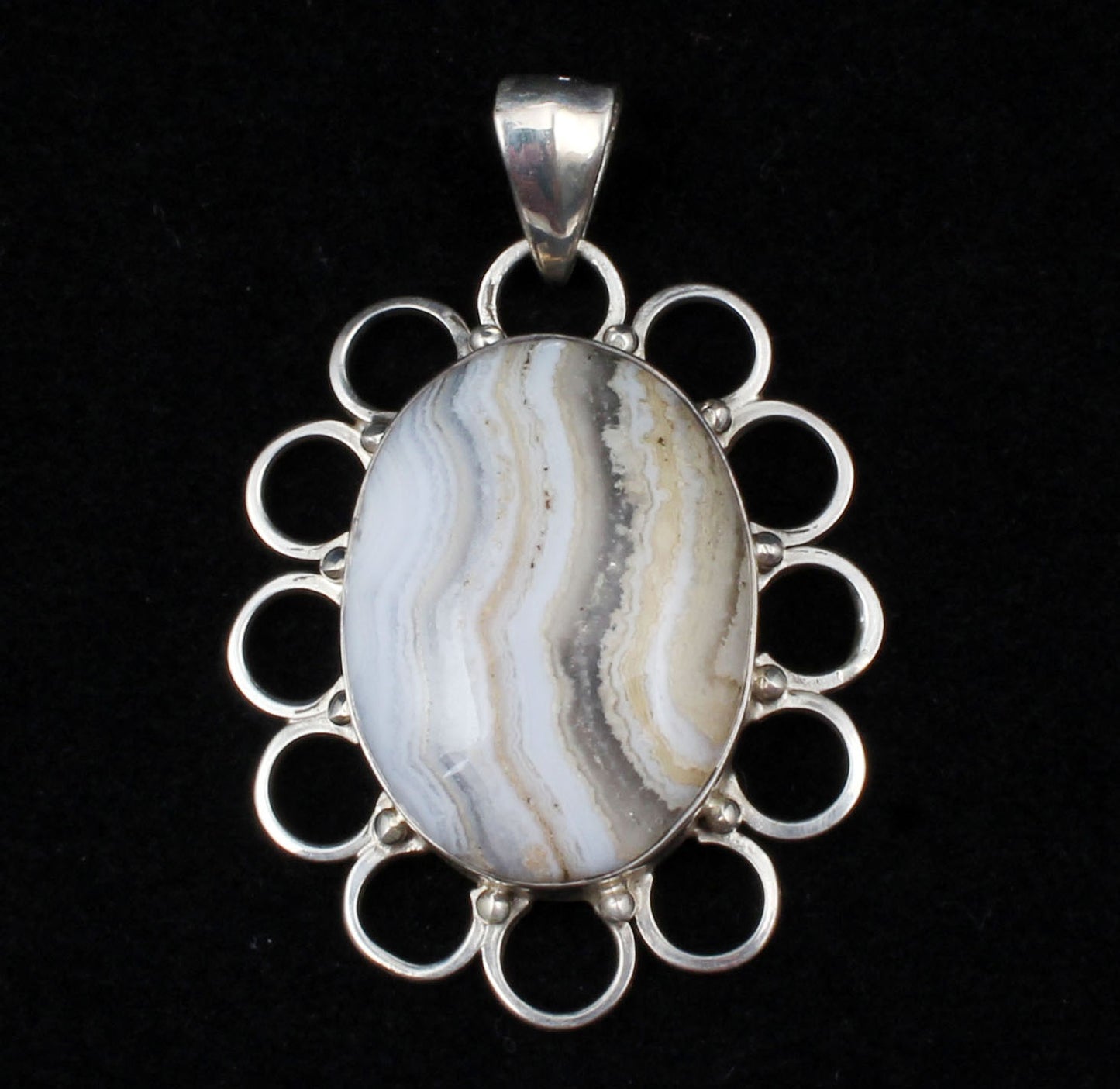 Boho Designer Blue Lace Agate Pendant Handmade 925 Sterling Silver Natural Gemstone Jewelry