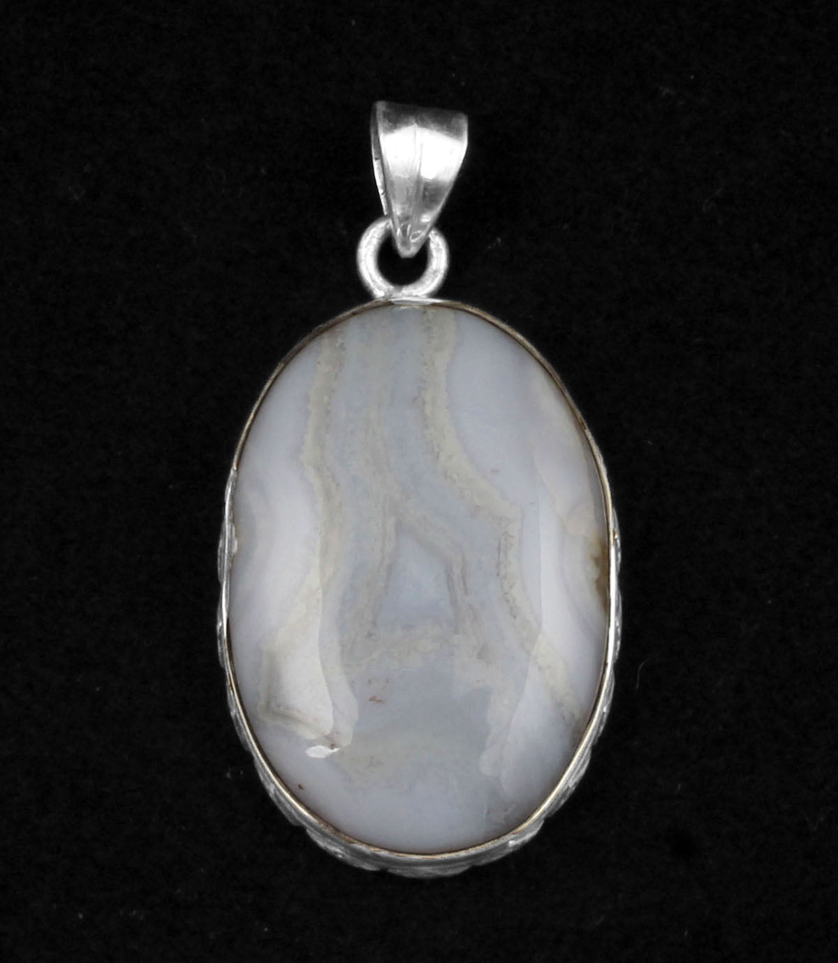 Blue Lace Agate  Sterling Silver Pendant