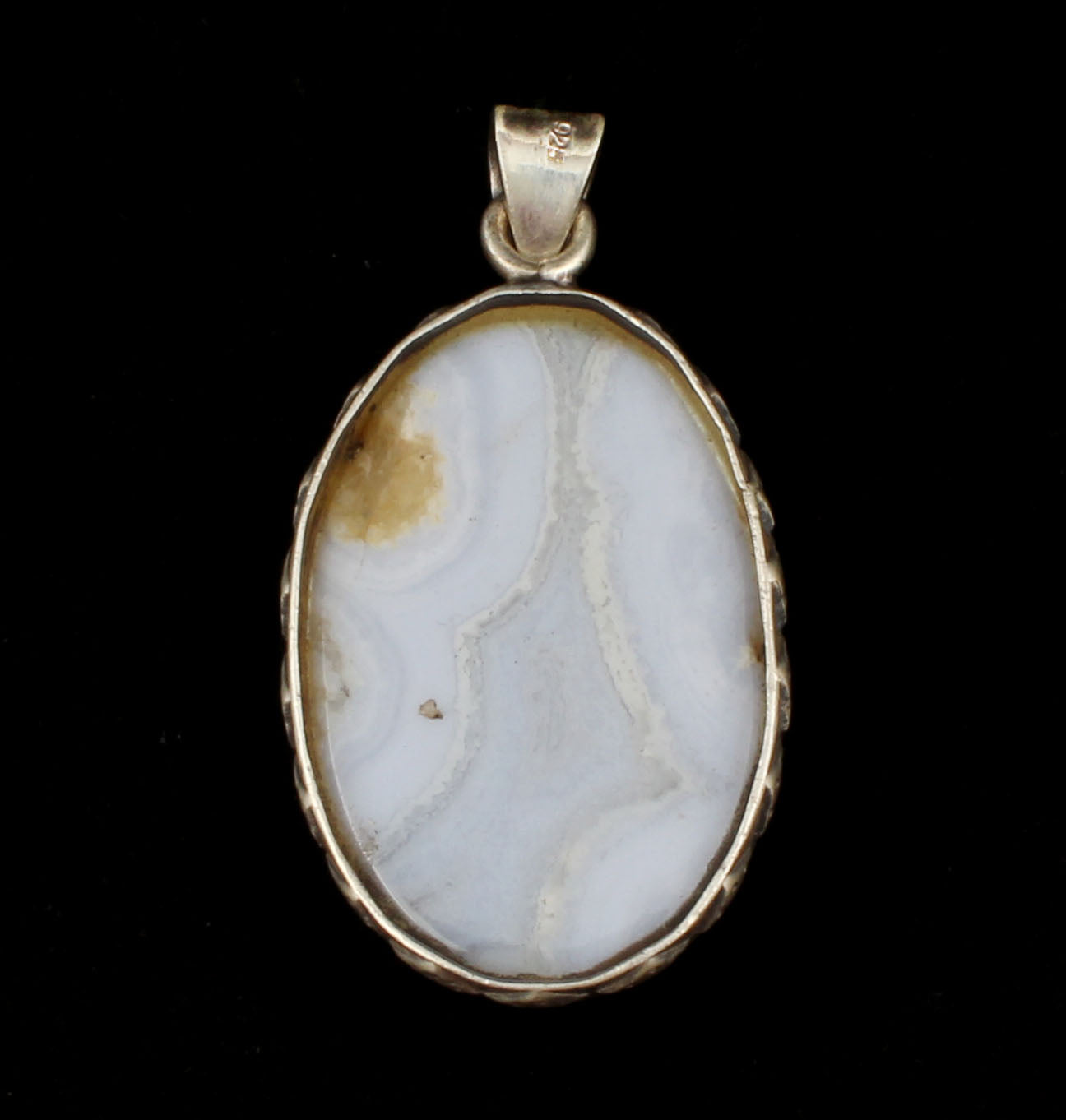 Blue Lace Agate  Sterling Silver Pendant