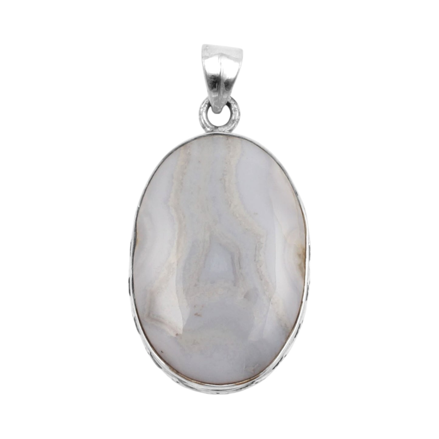 Bohemian Blue Lace Agate Pendant Handmade 925 Sterling Silver Natural Gemstone Jewelry Birthday Gift For Her