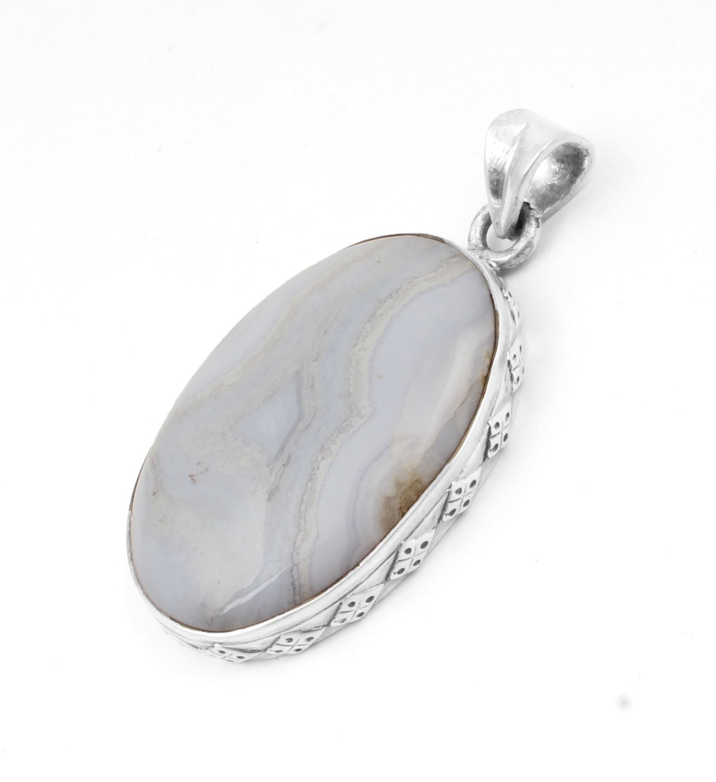 Blue Lace Agate  Sterling Silver Pendant