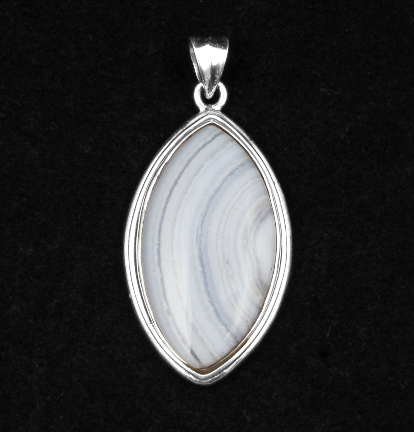 Marquise Shape Blue Lace Agate Pendant Handmade 925 Sterling Silver Natural Gemstone Jewelry