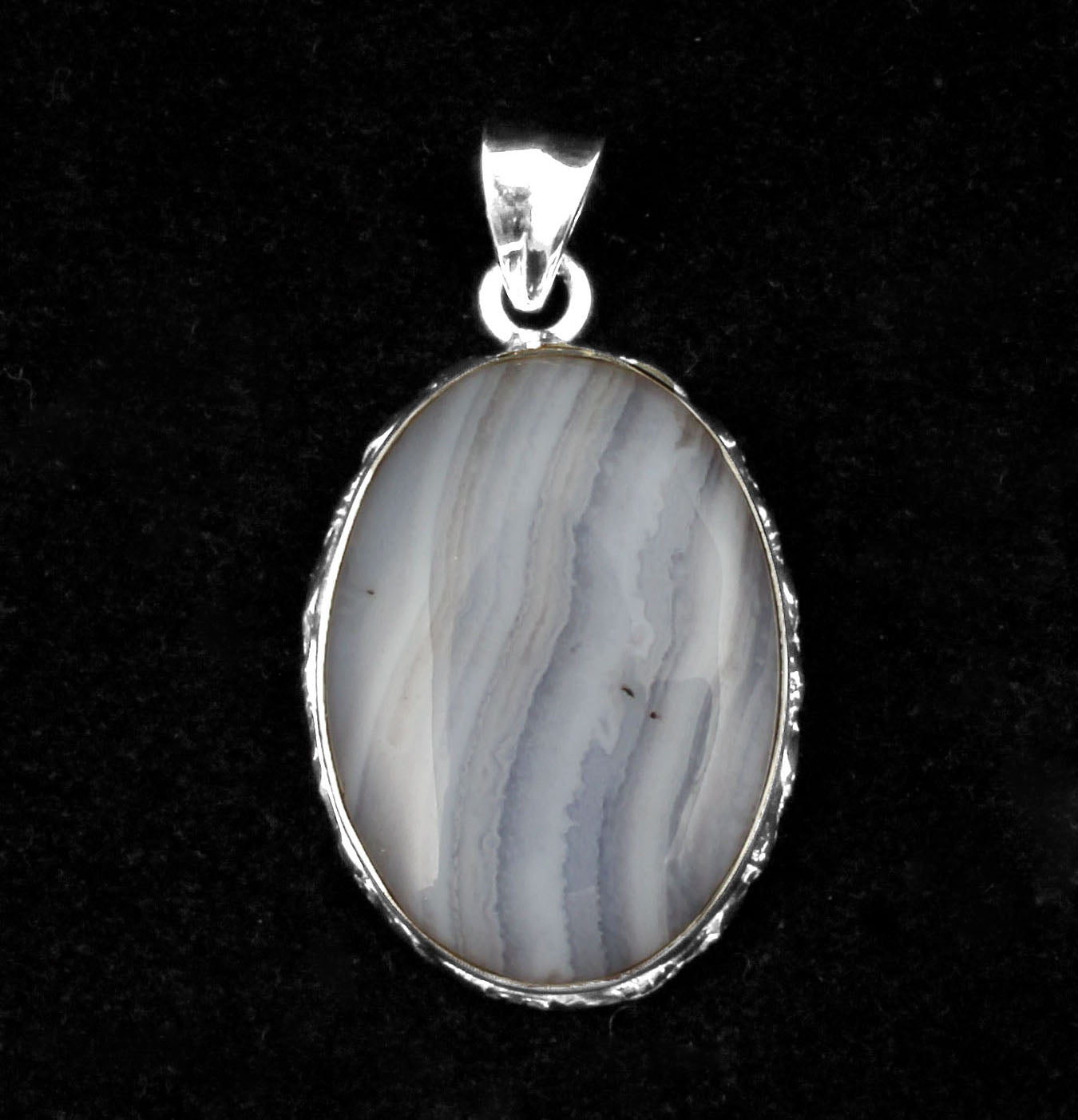 Blue Lace Agate Pendant Handmade 925 Sterling Silver Natural Gemstone Jewelry Gift For Her
